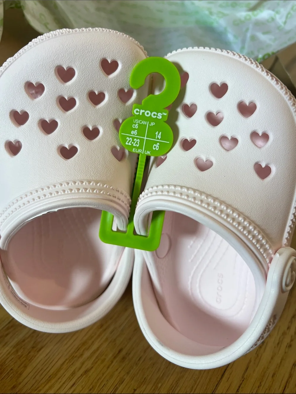 CROCS Kids Light Pink Classic Clogs with Heel Strap